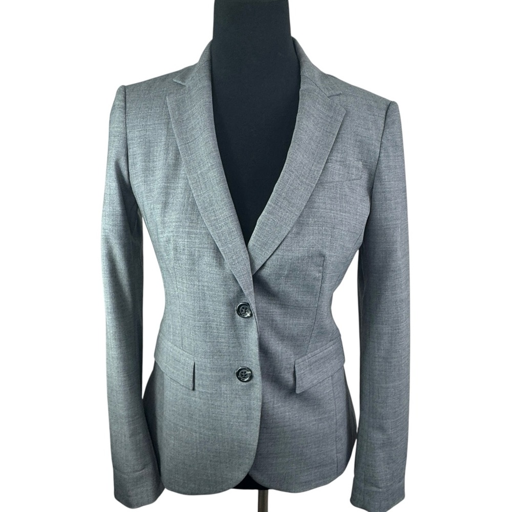 Banana Republic Grey Wool 2 Button Lined Stretch Suit Blazer Jacket Classic Work